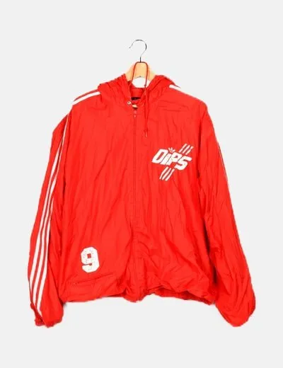 Adidas Chaqueta roja print logo