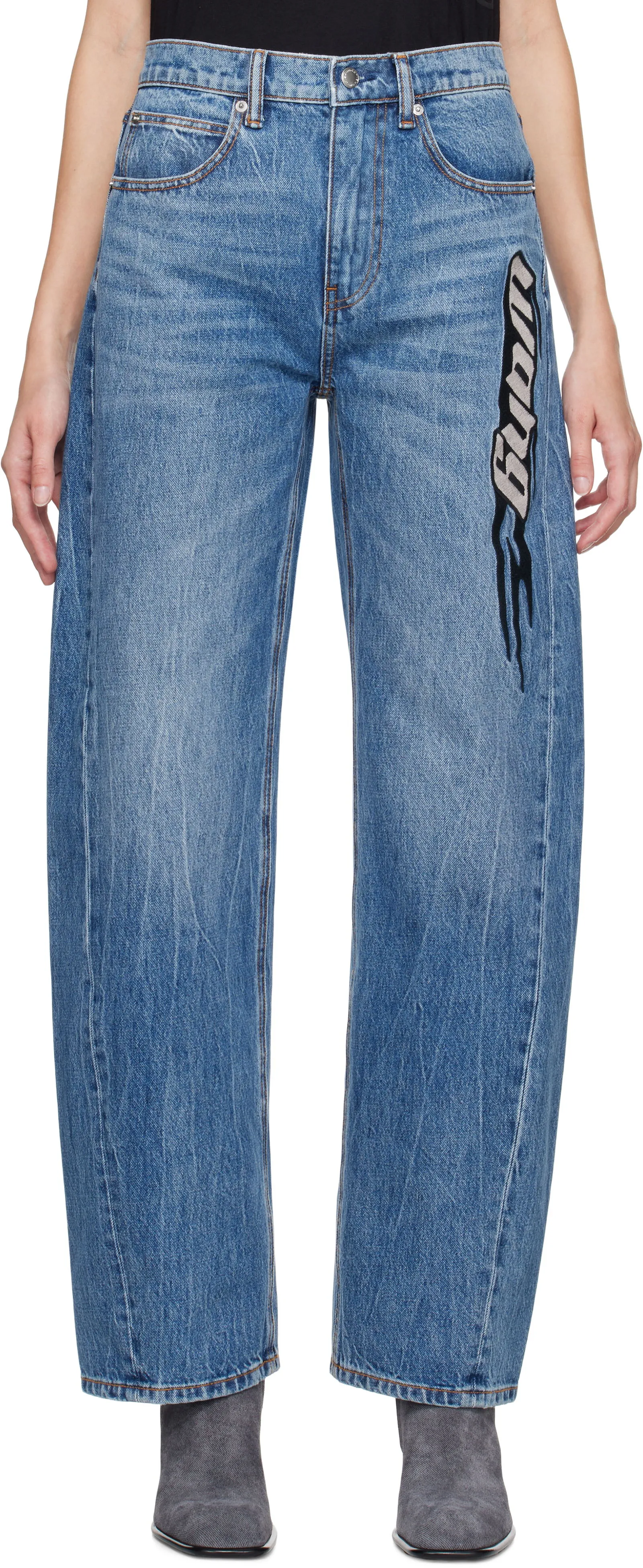 Alexander Wang Blade Logo-Embroidered Balloon Jeans