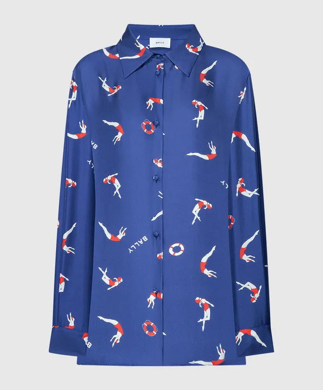 Bally Blue printed Marine silk blouse