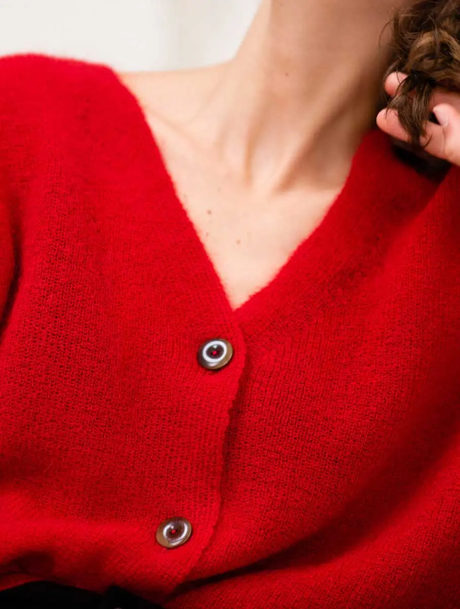 Cardigan mohair rojo para mujer