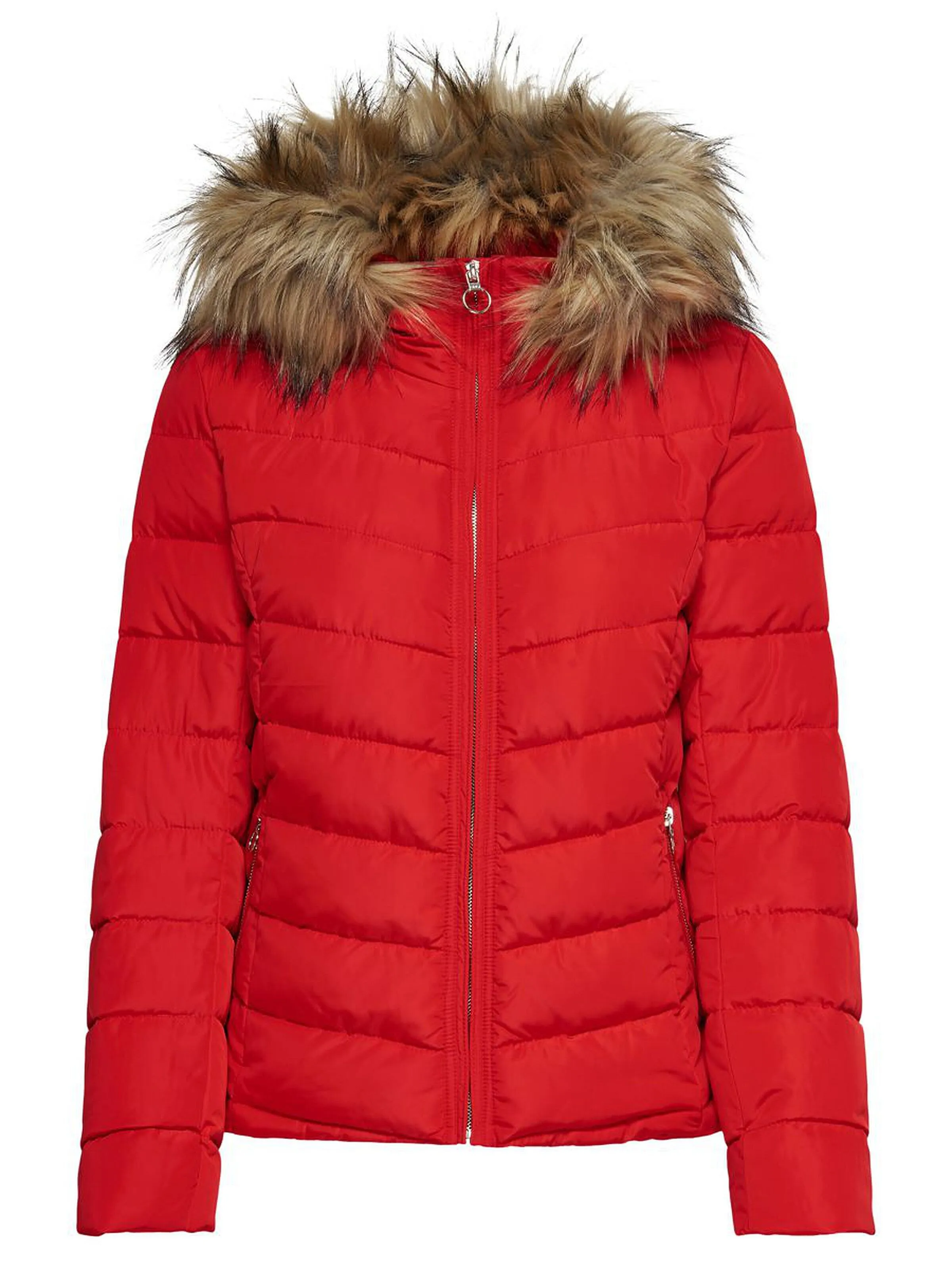 chaqueta ONLY Newellan Quilted Hood - Chinese Red - women´s