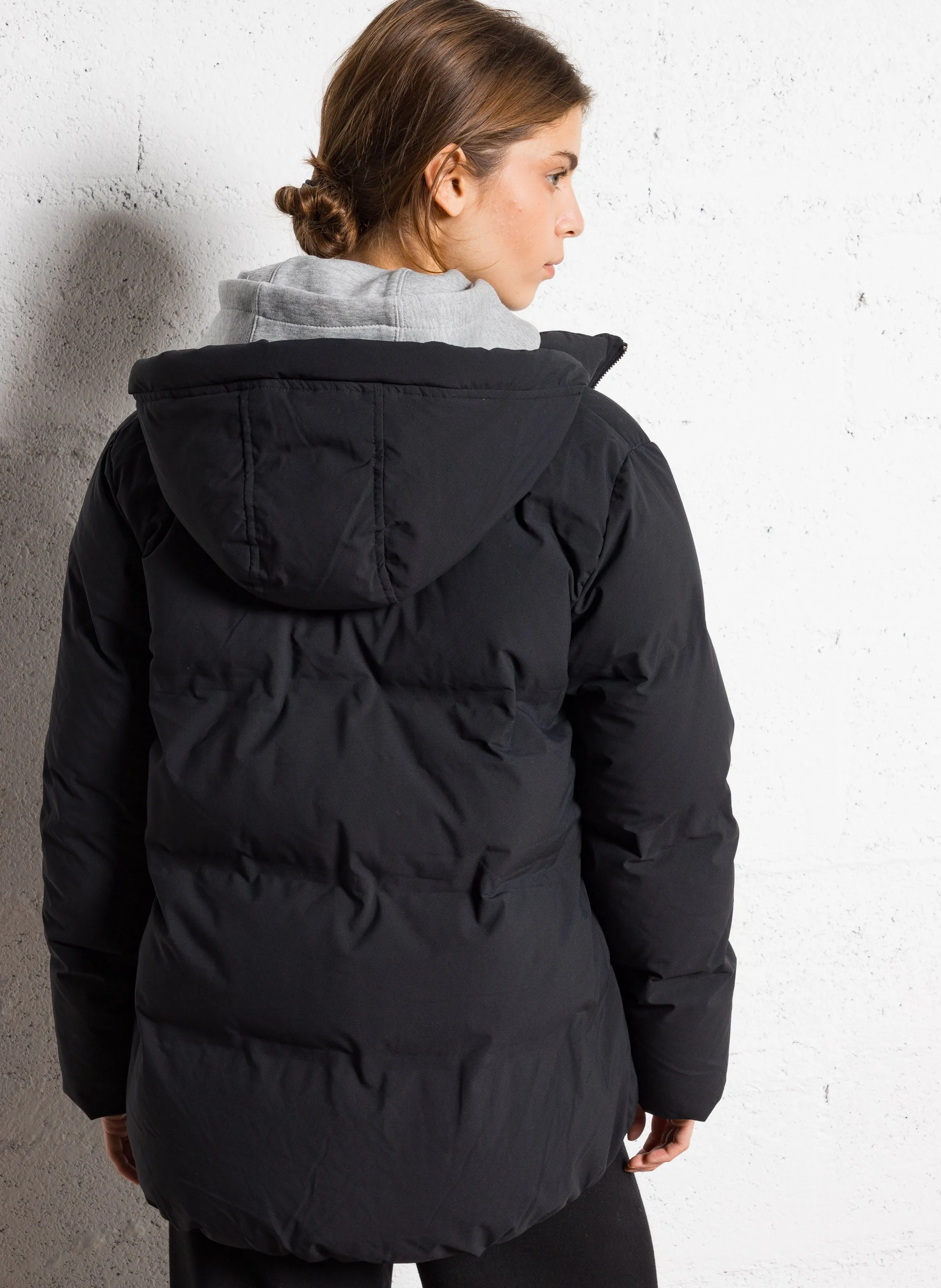 GAEL / LE - Sudadera corta de mezcla de algodón con capucha en gris