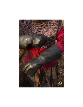 Guantes medievales del Halcón, cuero negro