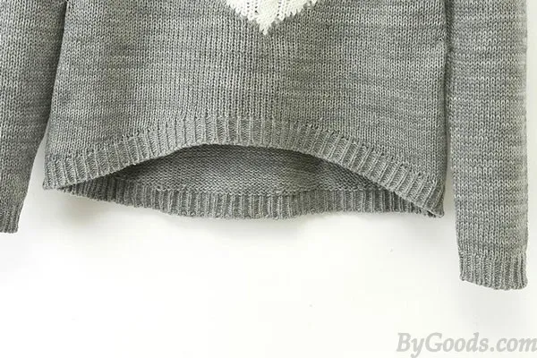 Heart Pattern Irregular Cut Knit Cardigan Sweater
