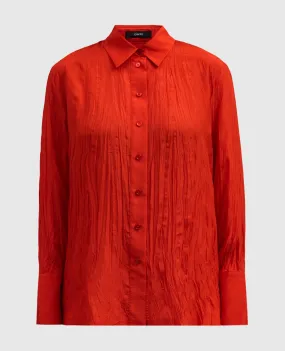 JOSEPH Red silk blouse with a reaper effect