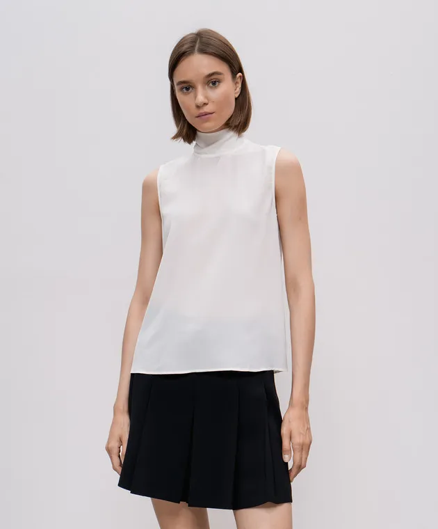 Max Mara Beige LIRA silk blouse with ascot collar