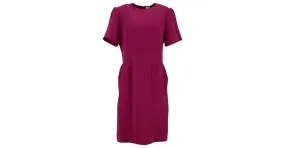Minivestido tubo de manga corta de Iris & Ink en poliéster rosa fucsia 