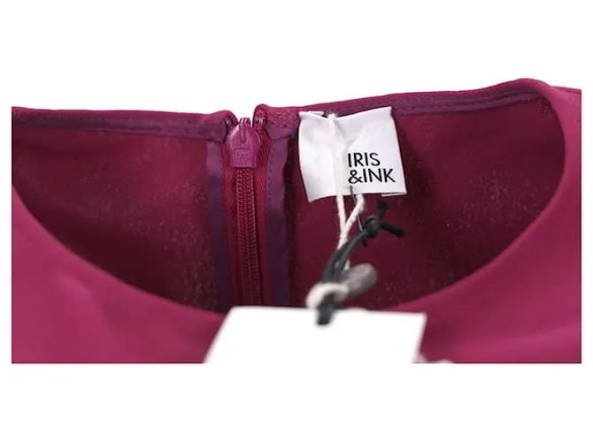 Minivestido tubo de manga corta de Iris & Ink en poliéster rosa fucsia 