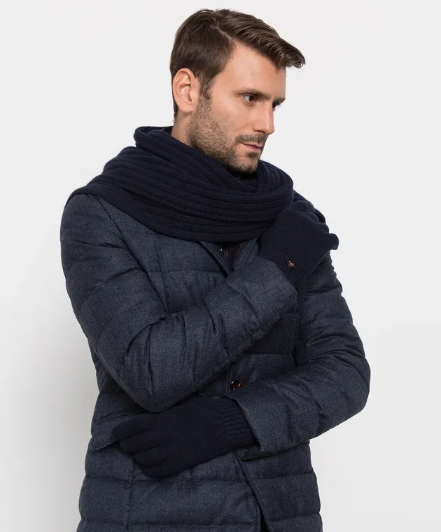 MooRER HOBART dark blue cashmere scarf