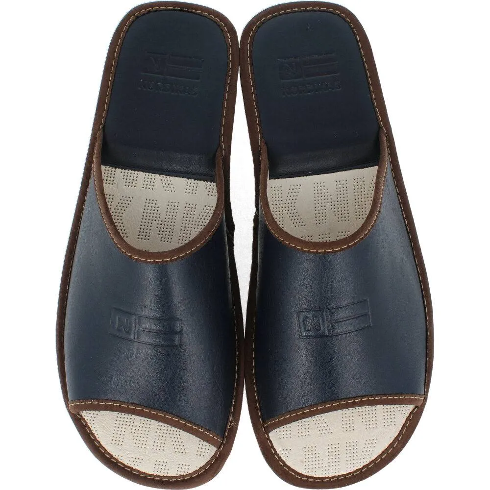 Nordikas - Zapatillas Hombre de Piel Abiertas Marino