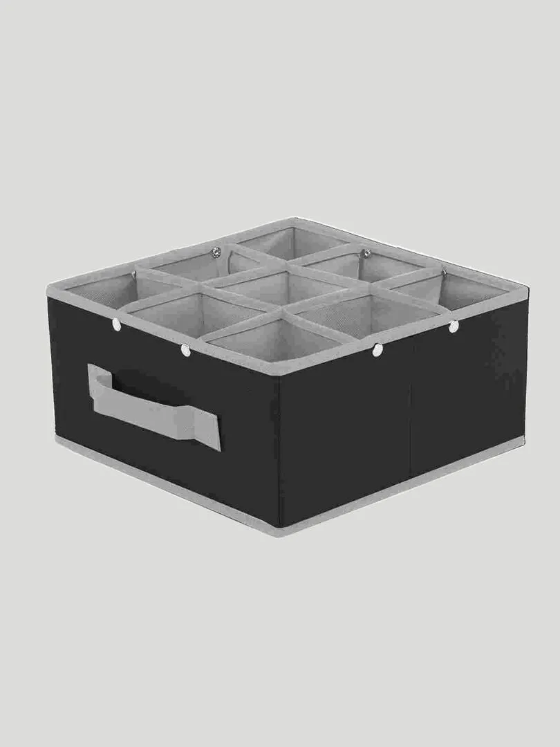 Organizador plegable de tejido no tejido  - 9 compartimentos - GRIS