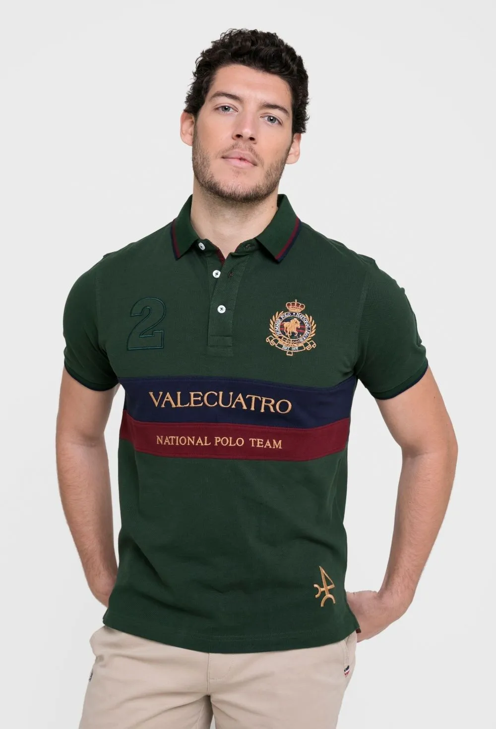 Polo franja clásico verde