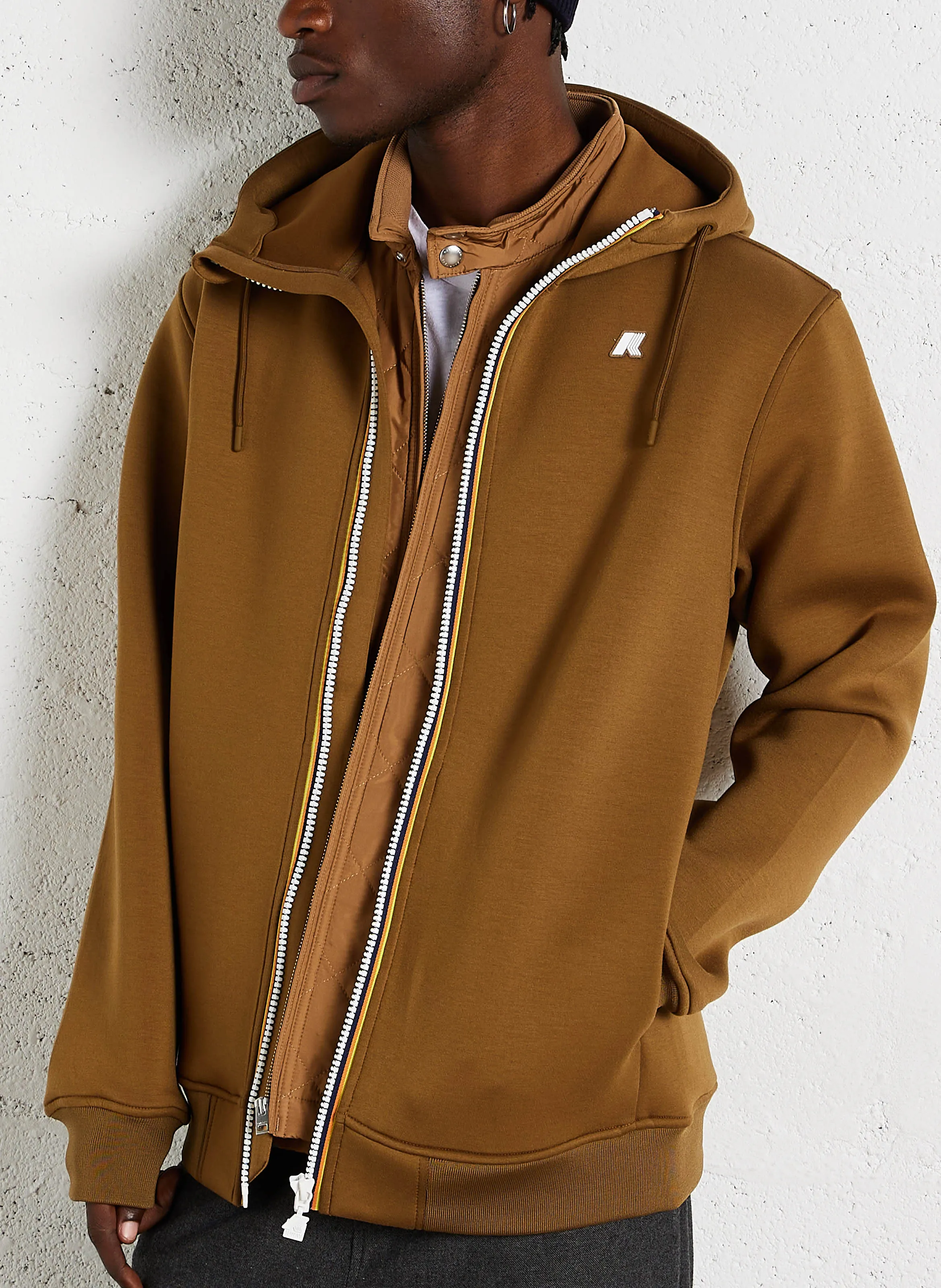 RAINER SPACER - Sudadera holgada con cremallera y capucha en marron