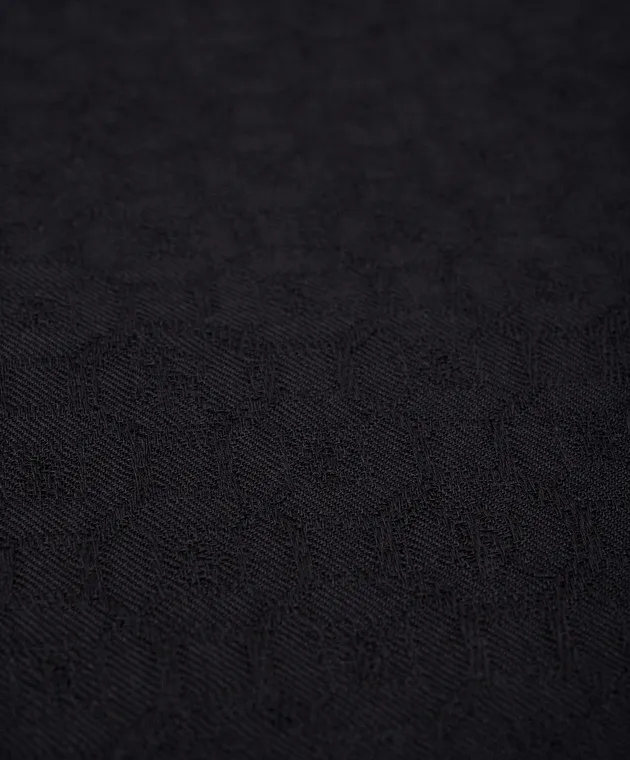 Stefano Ricci Black wool, cashmere and silk scarf in a monogram pattern