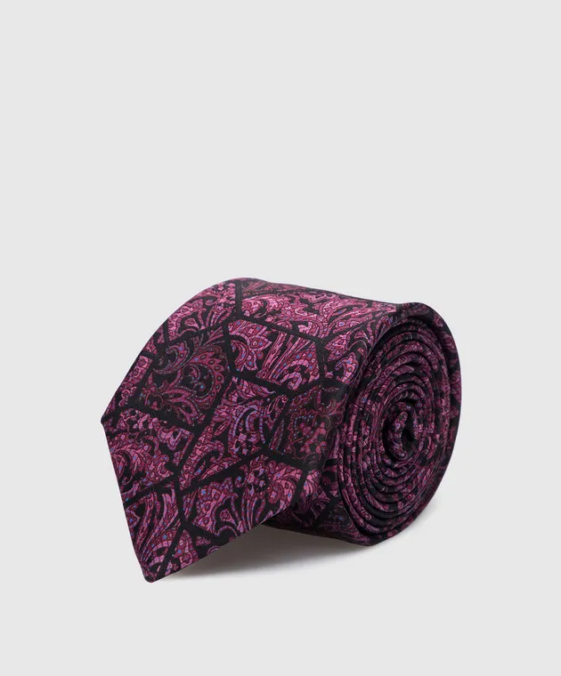 Stefano Ricci Children's burgundy silk patterned tie and pache scarf set