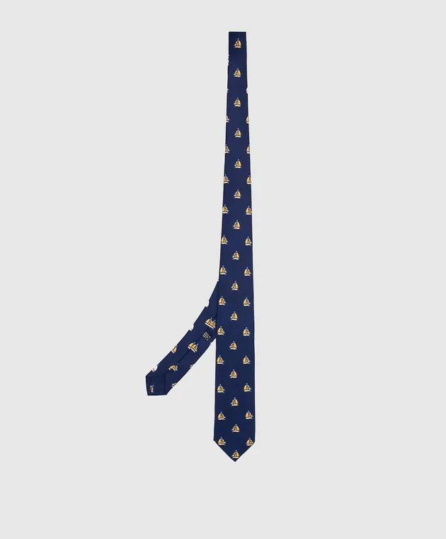 Stefano Ricci Children's navy blue silk patterned tie and pache scarf set