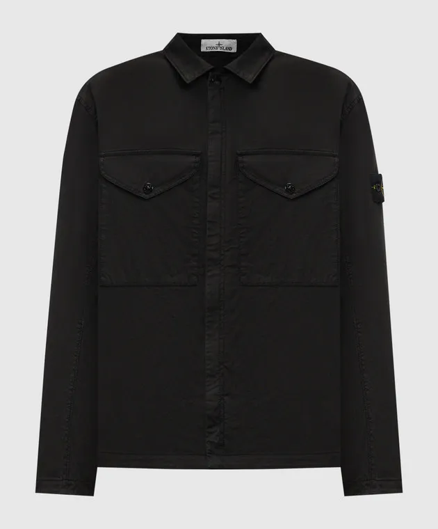 Stone Island Black windbreaker with removable logo patch