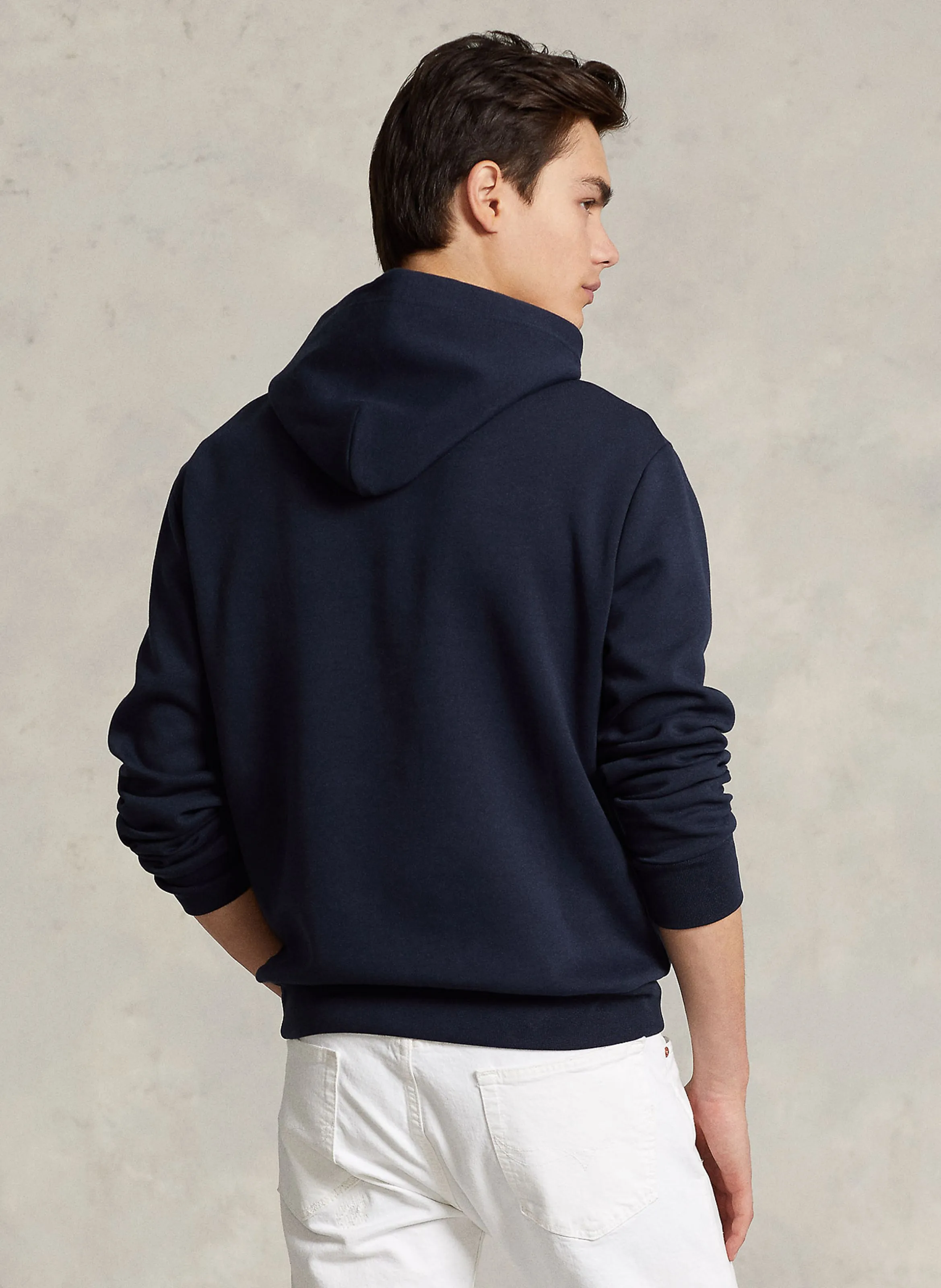 Sudadera bordada regular fit de mezcla de algodón con capucha en azul