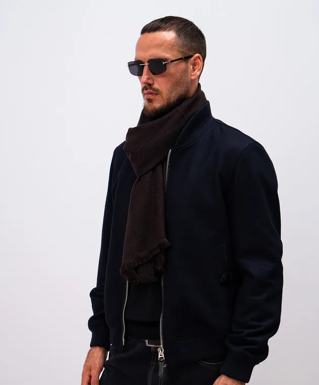 Tom Ford A brown scarf with a Windsor check