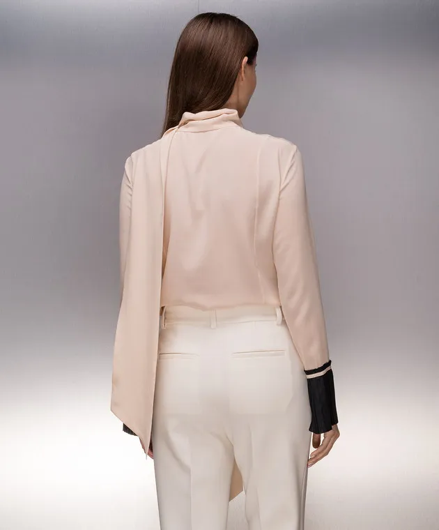 Victoria Beckham Pink silk blouse with contrasting cuffs